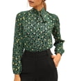 thumbnail image 1 of Camisa de manga larga estampada para mujer, camisa de gasa de manga larga informal a la moda con cuello levantado para compras en la oficina, 1 of 6