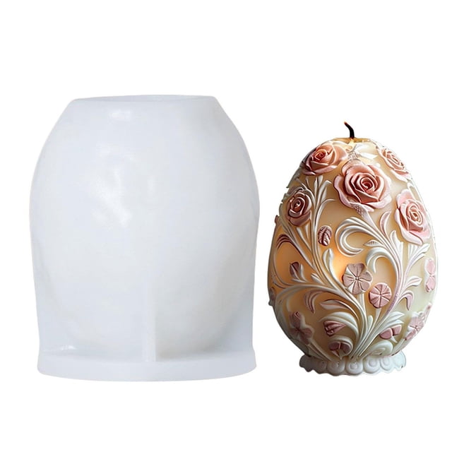 Easter Egg Candle Mould Reusable Silicone for Easter Candle Making Easy Release Epoxy Resin Casting for Spring Holiday Decor Table Centerpiece Chocolate Candy Mold DIY Craft