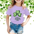 thumbnail image 2 of St Patrick Day Shirt Girls Round Neck Short Sleeve Active Shamrock Four Leaf Clover Sports T-Shirt Kids Summer Clothing 5-6 Years, 2 of 4