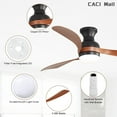 thumbnail image 3 of Sofucor 52" Flush Mount Ceiling Fan with Light, 3 Dark Wood Grain ABS Blades, Quiet DC Motor, Dimmable 18W LED, 6-Speed Remote with Display, Reversible, Timer for Bedroom Living Room, 3 of 13