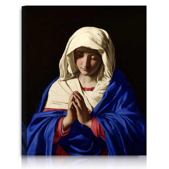 A&T ARTWORK la Vierge en Prière par Sassoferrato Leighton le Monde Reproductions d'Art Classiques, Impressions sur Toile Giclée Art Mural pour la Déco de la Maison, 30x24 Pouces