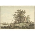 thumbnail image 2 of Jacob van Strij 24x18 Black Ornate Framed Double Matted Museum Art Print Titled: Old Farmhouse on a River (1790 - 1810), 2 of 5