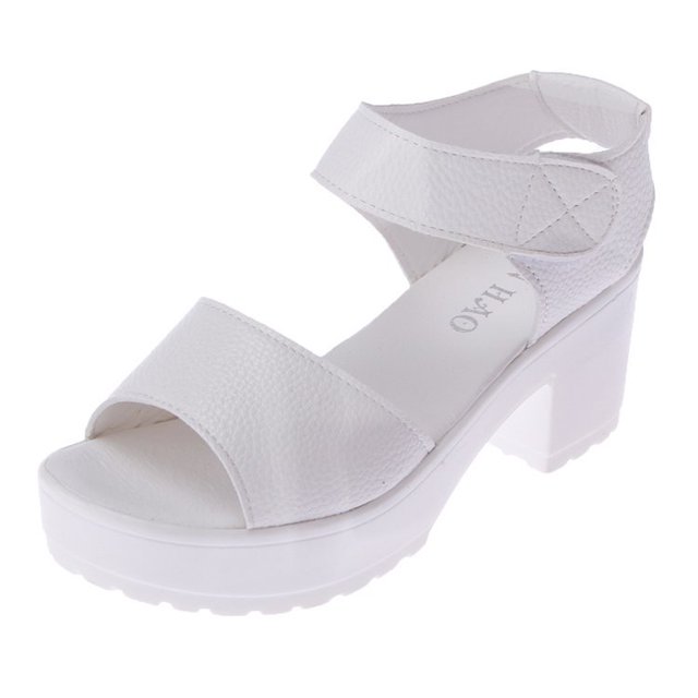 Sandalias de verano para mujer, zapatos de plataforma impermeables con tacón grueso, sandalias con Velcro de Boca de pescado para mujer