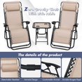 thumbnail image 3 of S AFSTAR Zero Gravity Chairs Set of 2, 3 PCS Folding Zero Gravity Lawn Chair Set with Side Table Cup Holders & Adjustable Headrest, Reclining Patio Chairs, Zero Gravity Lounger for Patio Poolside, 3 of 9