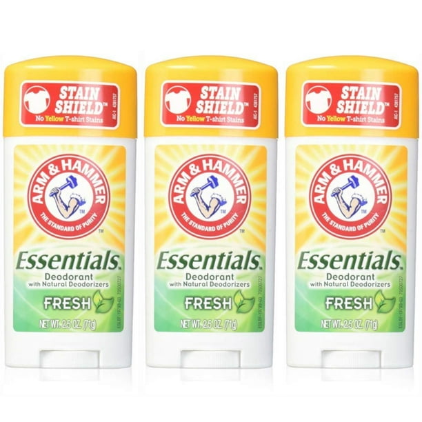 Arm & Hammer Essentials Natural Deodorant, Fresh 2.5 oz 3 pk