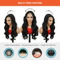 thumbnail image 3 of GLAM21USA HD LACE Front Wig Loose Wave 13X6 Transparent Lace Frontal Wigs 27 Inch Human Hair Blend Pre Plucked Swiss Lace Curly Long Synthetic Wig - Bella (1-JETBLACK), 3 of 7