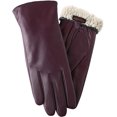 thumbnail image 1 of Warm Fleece Lining Touchscreen Texting Driving Winter Womens Leather Gloves, Dark Purpel, Small, 1 of 7