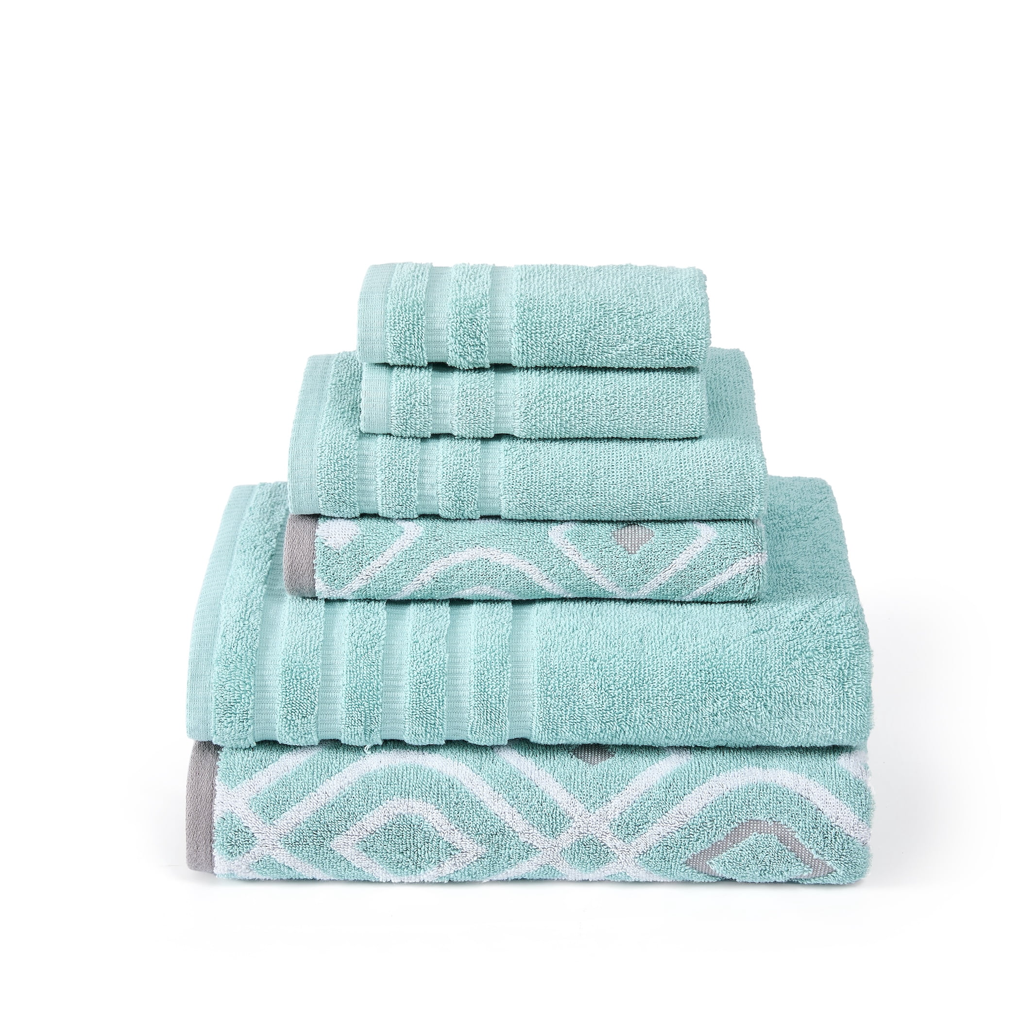 Modern Threads Oxford 6-Piece Cotton Towel Set, Aqua