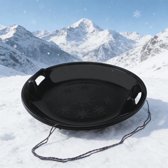 StarQualityBargain 25-Inch Heavy-Duty Cold Resistant Downhill Pro Plastic Outdoor Winter Saucer Disc Snow Sled with Handles, Black