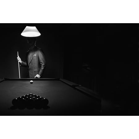 Mystery Pool Player Behind Rack Of Billiard Balls Stretched Canvas - Richard Wear  Design Pics (34 x