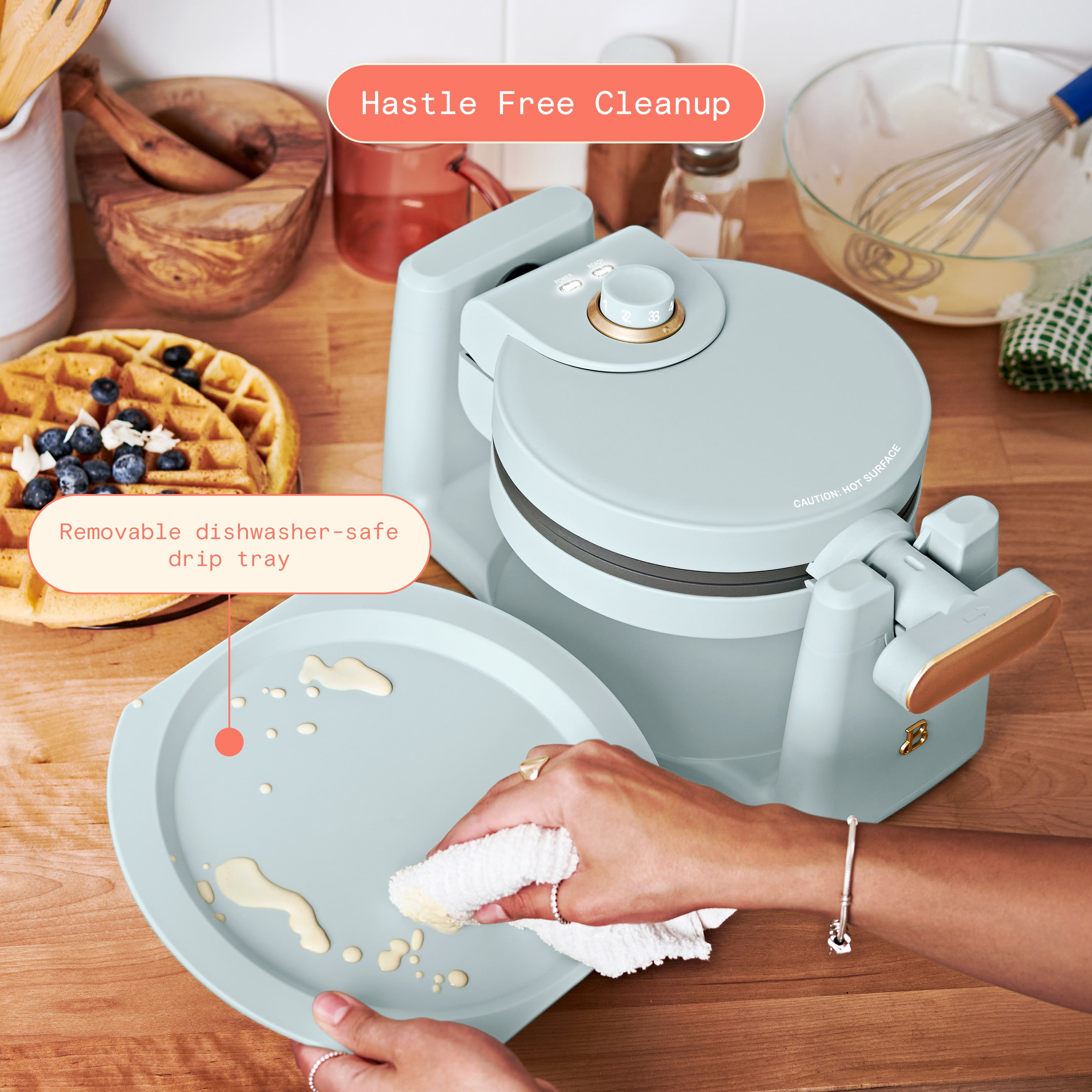 Beautiful Rotating Belgian Waffle Maker, Hydrangea by Drew Barrymore