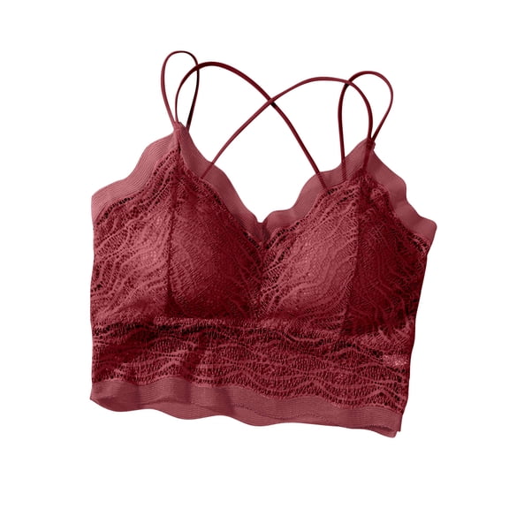 Fesfesfes Bras for Women Stretchy Breathable Bras Shockproof Yoga Vest Bralette Padded Underwear Bras Girls Sheer Lace Tank Tops with Built in Bras