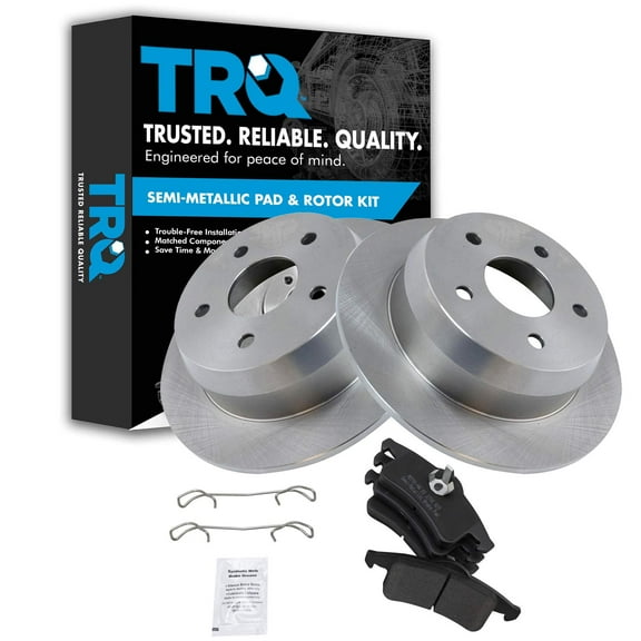 TRQ Rear Brake Pad & Rotor Kit Brake Pads Brake Rotor Semi-Metallic Fits Select 1999-2004 Jeep Grand Cherokee