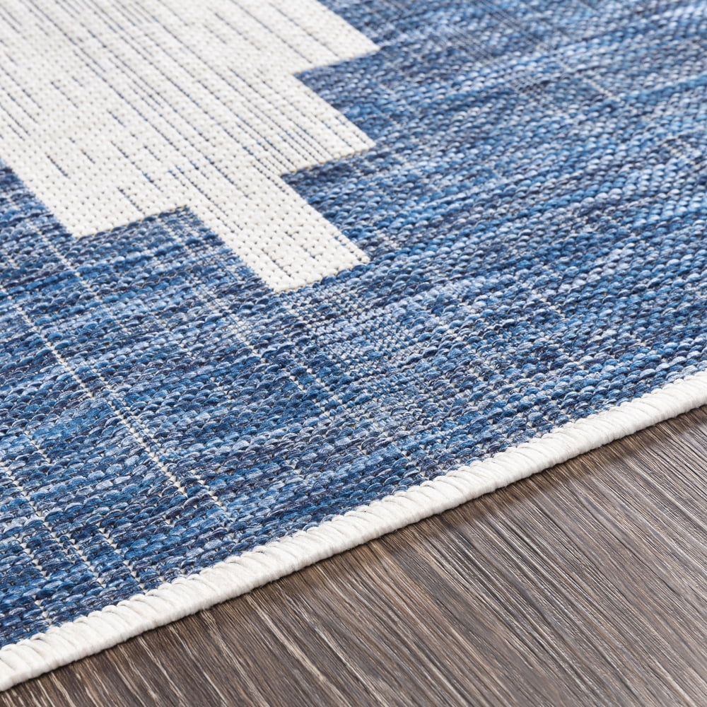 Livabliss Outdoor Rugs, 9ft Round Eagean Global Blue Square Area Rug for Patio, Porch, Deck, Backyard, Waterproof Indoor Outdoor Carpet (7'10" x 7'10")
