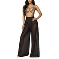 thumbnail image 5 of Douhoow Women Wide Leg Mesh Sheer Pants See Through Loose Beach Cover Up Trousers, 5 of 7