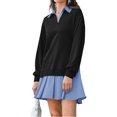 thumbnail image 2 of Long Sleeve Patchwork Women Collared V Neck Sweatshirt Dress, 2 of 6