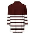 thumbnail image 5 of CLOISE Tops for Women Fall Fashion Striped Tops Lapel V Neck 3/4 Sleeve Shirts Comfy Colorblock Basic Blouses Y2k Outfits Wine XL, 5 of 5
