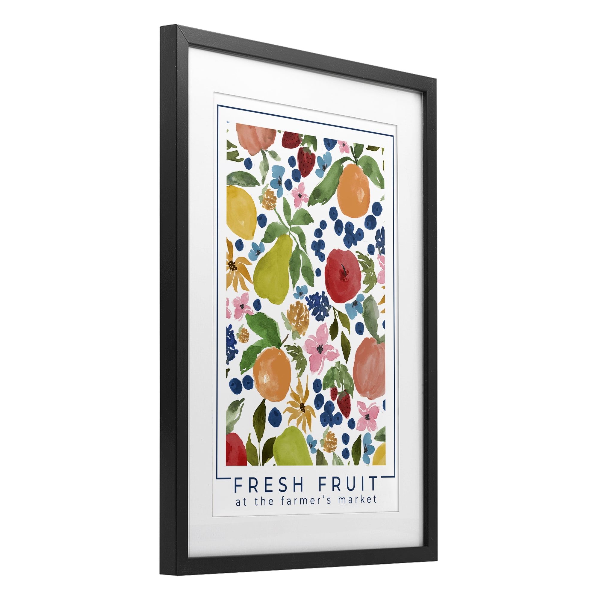 Stupell Industries Fresh Fruit Market Pattern Black Framed Print Under Glass, design by Lucille Price