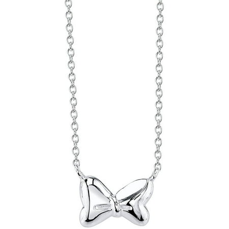 Disney Minnie Mouse Women's Sterling Silver Bow Station Necklace