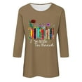 thumbnail image 4 of Womens 3/4 Sleeve Tops and Blouses Round Neck Graphic T- Shirts Casual Cotton Tunic Tee Sping Fall Clothes (Khaki XXL), 4 of 4