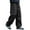 Black, variant on Men's Spring Fall Windproof Work Pants, Drawstring Ankle, Loose Straight Fit, Multiple Pockets, Polyester, M-XXXL