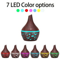 PATLOLLAV Mnini USB Aromatherapy Essential Oil Diffuser, 300ml Wood Grain Aroma Diffuser with Timer Cool Mist Humidifier for Bedroom,Kids Bedroom,Large Room, 7 Colors Night Lights Changing