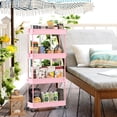 thumbnail image 4 of LLMRR 4 Tier Slim Rolling Cart, Rolling Storage Cart with Lockable Wheels, Bathroom Storage Cart, Mobile Shelving Unit Cart, Storage Organizer for Kitchen Bathroom, Pink, 4 of 6