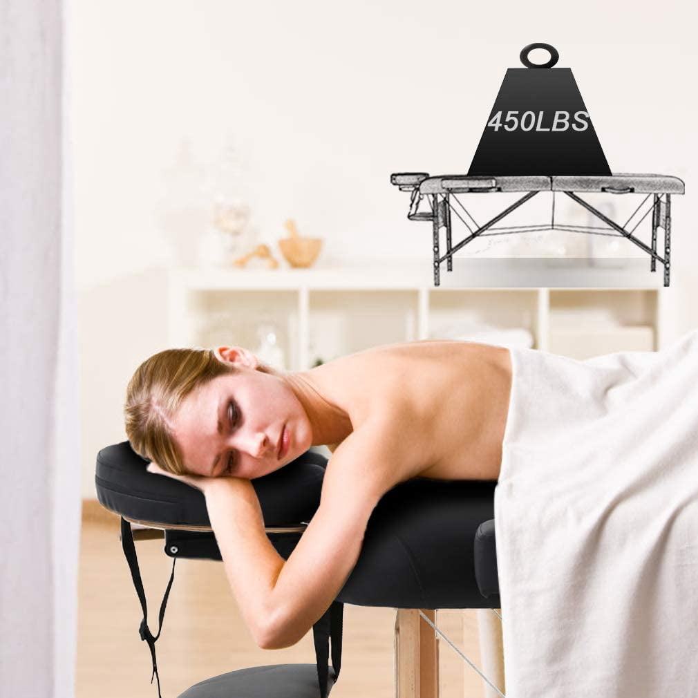 BestMassage 2 Fold Portable and Adjustable Beech Massage Table, 73" x 24", Black