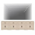 thumbnail image 6 of WAMPAT 126"W Large TV Stand,4-in-1 Farmhouse Entertainment Center with Storage Barn Door Cabinet,TV Console Table with Media Cabinet and Drawers for Living Room,Bedroom,Beige, 6 of 8