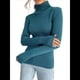 thumbnail image 2 of Suéteres Acanalados para Mujer, Lindos Suéteres de Punto de Cuello Alto, Ajustados y Cálidos Azul Neblina un Tamaño, 2 of 8