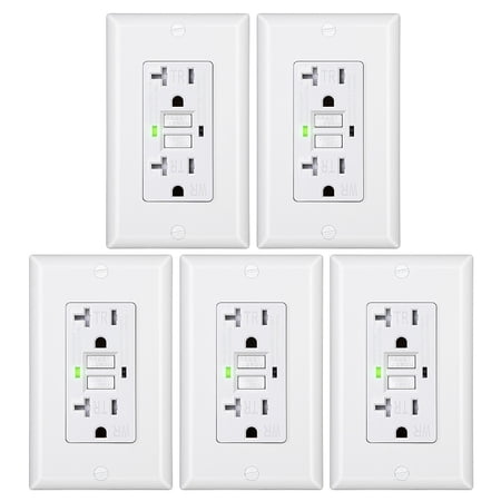 DEWENWILS 20A GFCI Outlet, 5-Pack Self-Test GFCI Receptacle with LED Indicator,