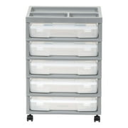 IRIS 5-Case Craft Storage Cart with Organizer Top and wheels for Scrapbooking, Gray