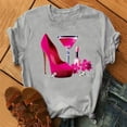 thumbnail image 1 of ICHUANYI Clearance Women's Fashion Floral Graphic Print Short Sleeve T-Shirt Casual Blouse(Gray, XXL) ICHUANYI WER2023081506014, 1 of 4