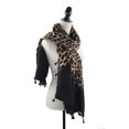 thumbnail image 4 of StylesILove Women Elegant Classic Leopard Print Lightweight Cotton Tassel Scarf Wrap Autumn Winter Large Shawl Headscarf (Black + Leopard), 4 of 6