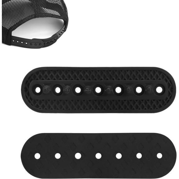 2 Pack Hat Extender, 7 Holes Cap Strap Back Replacement Adjustable Hat Half Size Extension Accessories Easy to Attach Baseball Cap Snap Extender for Snapback Cowboy Cap Women Men Black