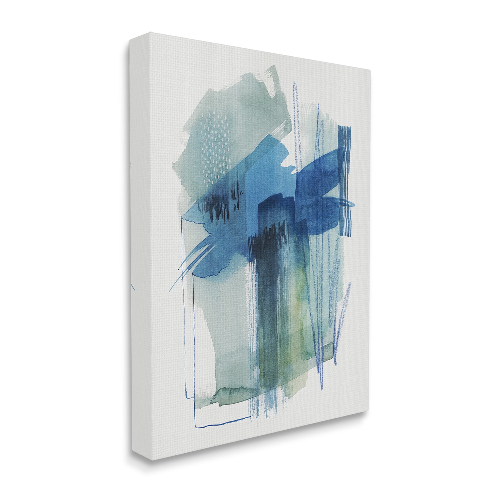 Stupell Industries Blue Scribbles Painting Abstract Painting Gallery Wrapped Canvas Art Print Wall Art, 36 x 48