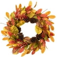 thumbnail image 3 of Northlight Leaves, Pinecones and Berries Artificial Fall Harvest Wreath - 26", 3 of 10