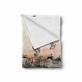 thumbnail image 2 of Music Soft Flannel Fleece Blanket, Accordionist Playing Paris Street Urban European Famous City Panorama Graphic Scene, Cozy Plush for Indoor and Outdoor Use, 70" x 90", Peach Brown, by Ambesonne, 2 of 6