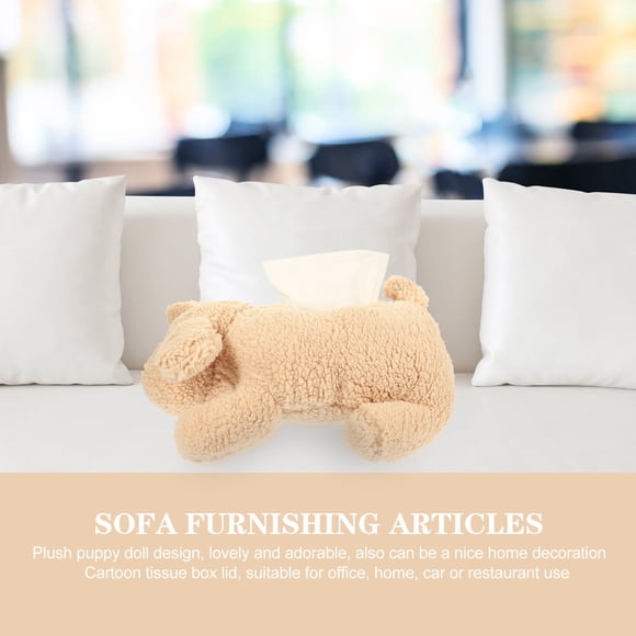 FESTFENDS Cartoon Puppy Tissue Box Cover Plush Light Brown Para Hogar Oficina O Práctico Y Decorativo