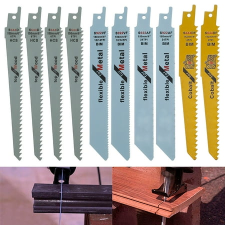 

ODOMY 10pcs Universal Jig Saw Blade Set High Speed Steel Assorted Blades Fast Cut Down Jig Saw Accessories for Wood Metal Cutting Compatible with Most Jig Saw