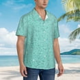thumbnail image 3 of Sikiie Teal Turquoise Glitter Print Men's Hawaiian Shirt, Summer Beach Button Pocket Short Sleeve T-Shirt,Medium, 3 of 7