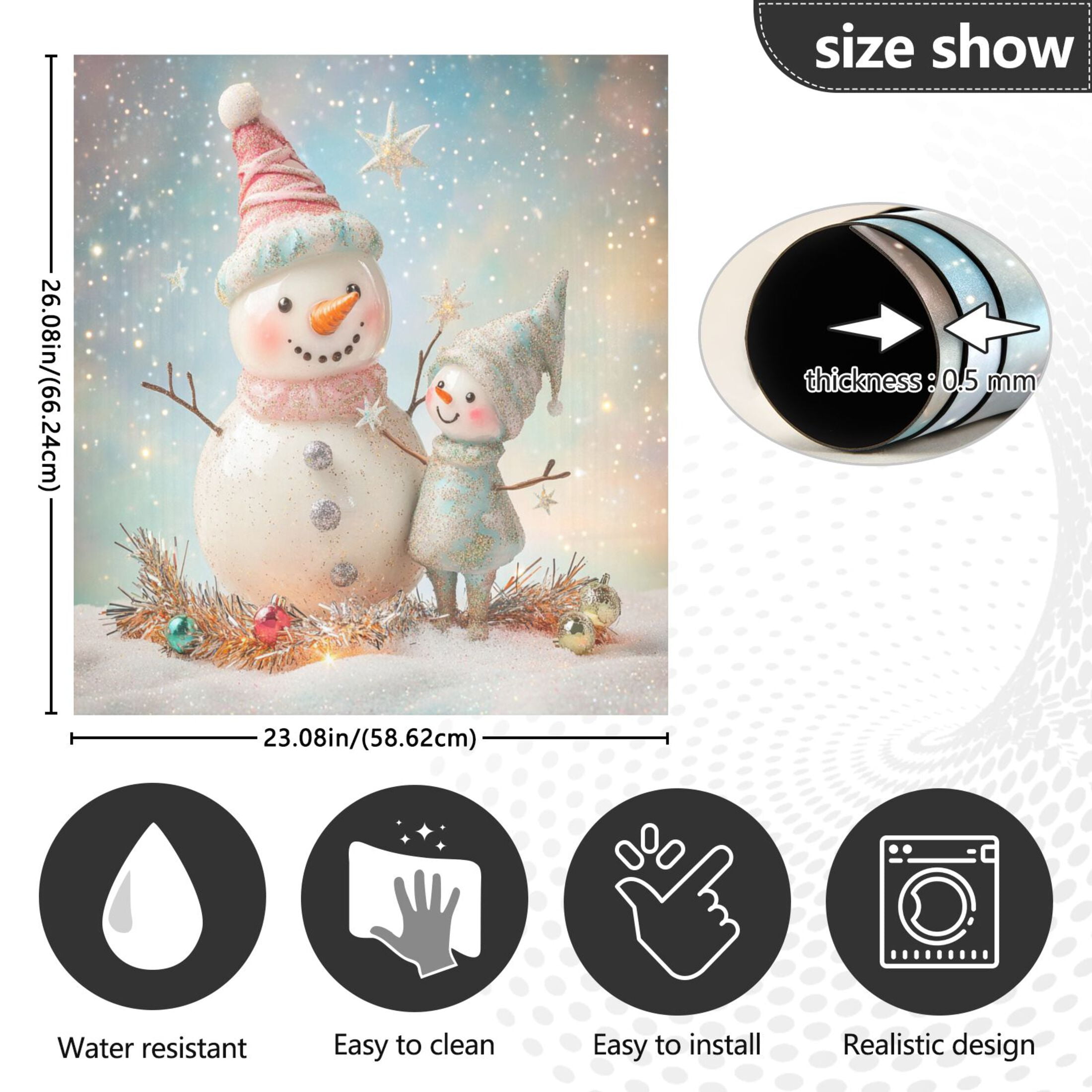 WOBOGO Two Cute Christmas Snowmen Magnetic Dishwasher Sticker Personalized DIY Beautiful and Practical Home Kitchen Decorations23×16in.