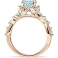 thumbnail image 6 of Floral Ring Round Marquise Aquamarine Cubic Zirconia Rose Tone 925 Sterling Silver, Size 10, 6 of 7
