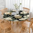 thumbnail image 3 of Pioneer Flower Floral Print Pattern Round Fitted Tablecloth with Elastic Edge,Dining Table Cover Waterproof,Outdoor Round Tablecloth for Camping,Dining,Indoor and Outdoor, 3 of 7