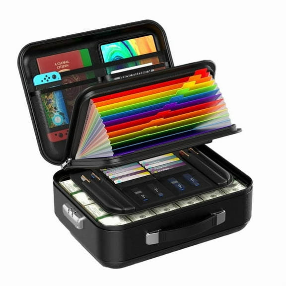 Fireproof Document Box with Combination Lock, Fireproof Water Hard Case Safe Box for Important Documents Certificates