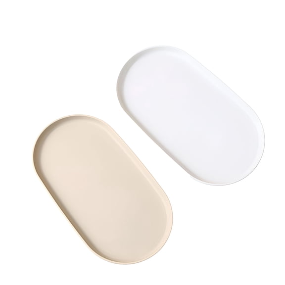 ACDANC Kitchen Plastic Serving Tray,White,12" x 7" - Perfect for Parties and Organization 2pcs(1White1Cream Color)