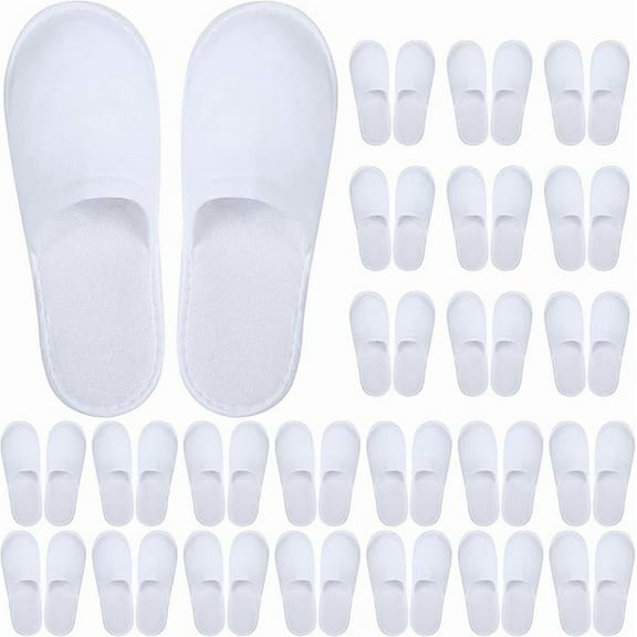 24 Pairs Disposable Cotton Slippers for Guests ,Non Slip,Hotel House Slippers for Graduation Wedding Party Shoeless Home Travel Individually Wrapped,2 Size