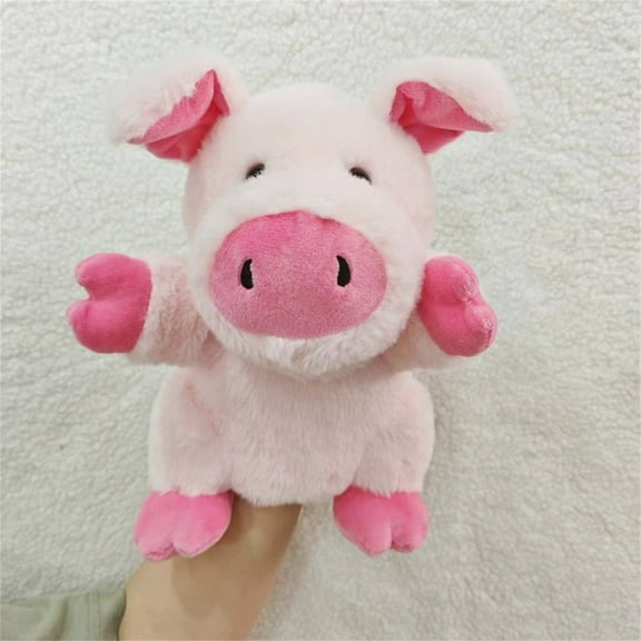 Plush Stuffed Animals, Kids' Play Animal Figures, 12 In Fuzzy Pink Hand Puppet, Youth Pretend Play, Interactive Puppet Play, Bedroom Decor, 1 Pc