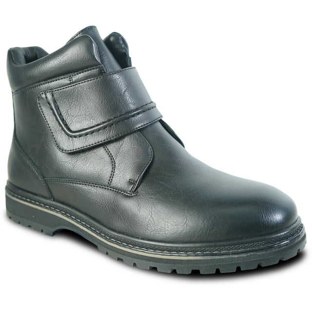 bravo! Men Waterproof Winter Boot MARK-6 Fur Lined Boot with Hook-and-Loop Closure Black