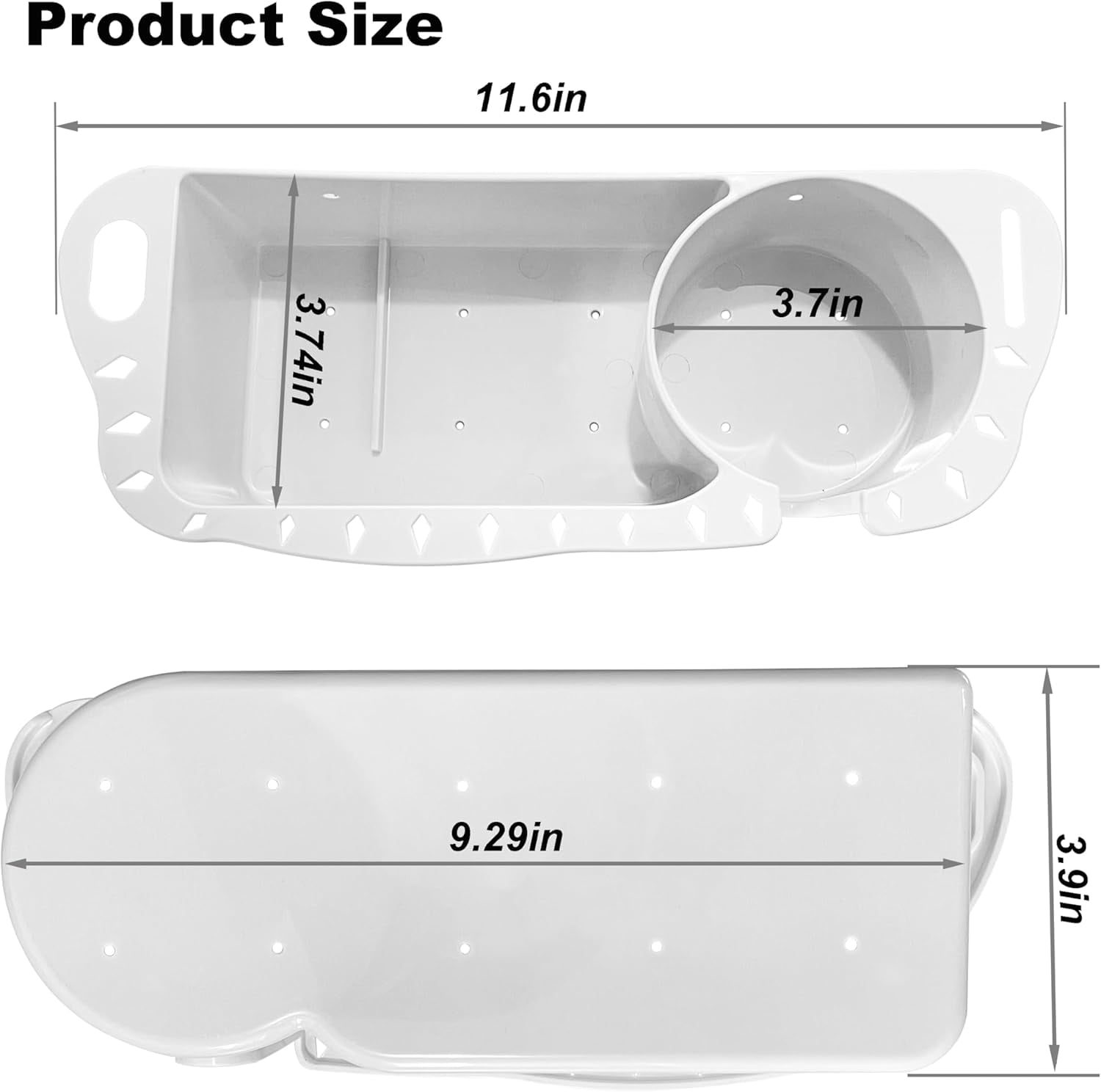 ABCISI 2 Pack Plastic Boat Cup Holder, Marine Caddy Organizer with Drainage & Reserved Installation Holes, Universal Fit for Bass Boat Kayak Pontoon Jon, Boat Cabin Storage Fishing Accessories(White)